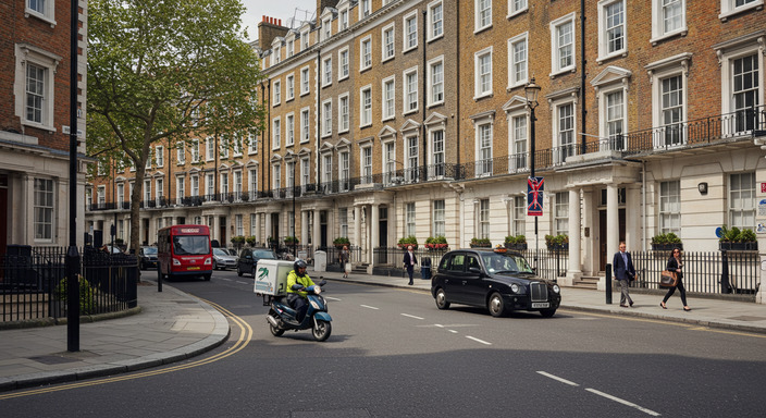 Modern Airport Bus Express coach departing from Baker Street area in London