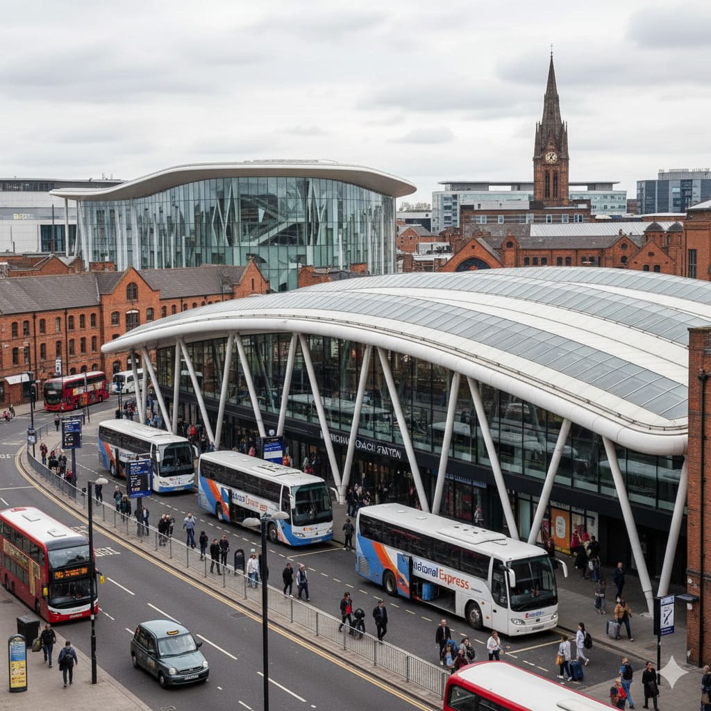 Birmingham Coach Station in Digbeth near Bullring and New Street train station