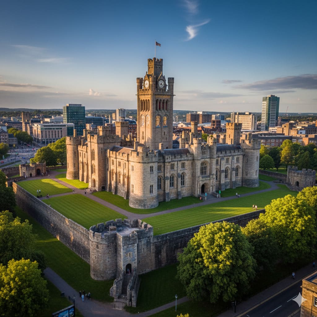 Cardiff Castle with Norman architecture and medieval history in the heart of Wales capital city