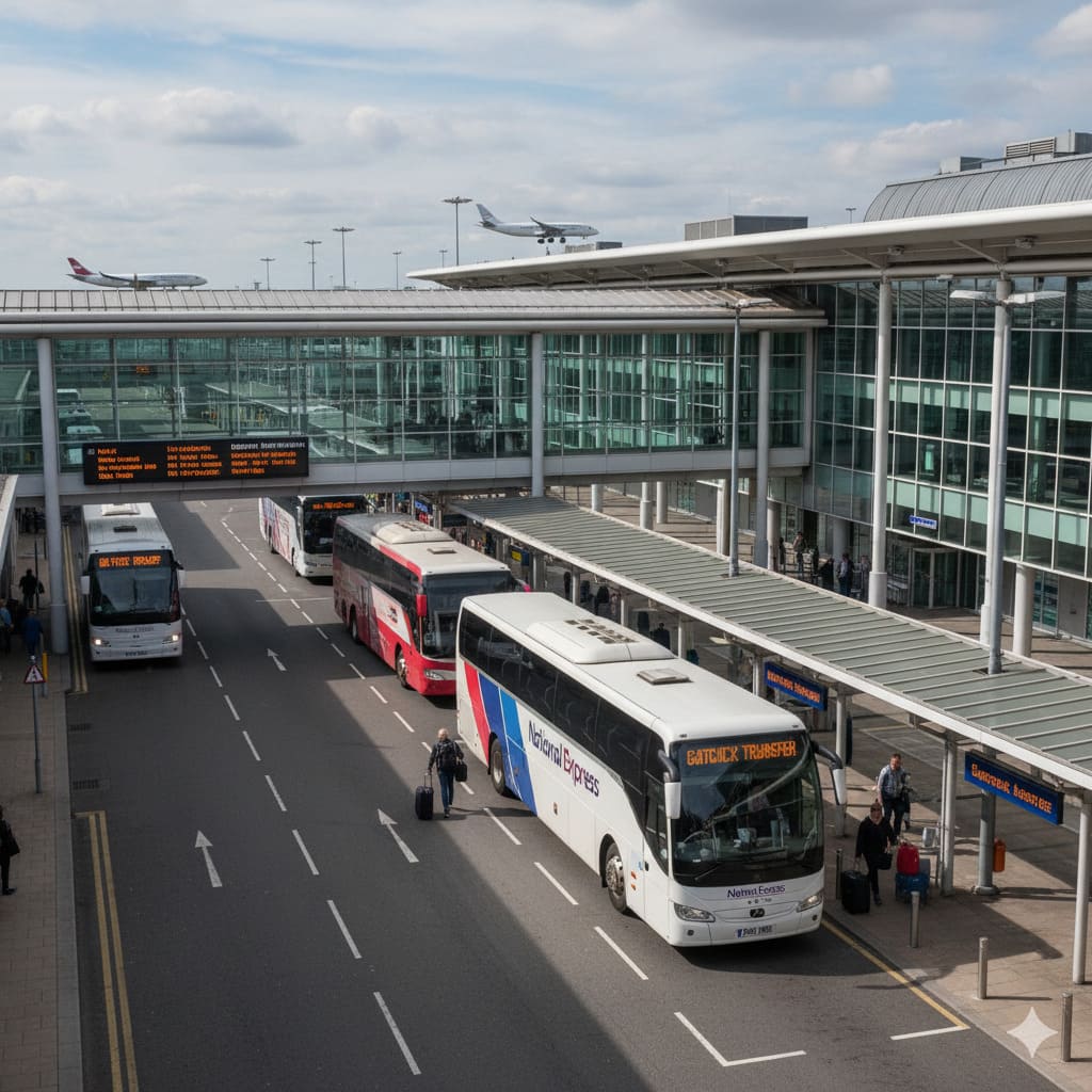 Heathrow Central Bus Station and terminal departure points for Gatwick transfer