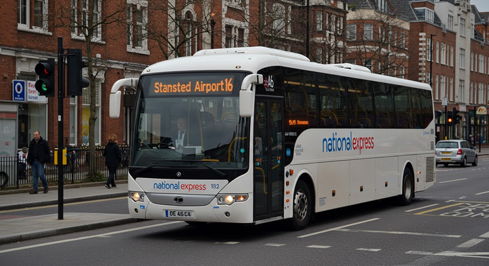 A6 service bus showing route display from Paddington to Stansted Airport